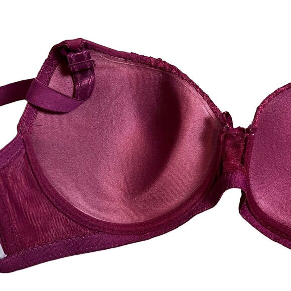 Emily Johnson Wine Colored Bra 34 D Lace Underwire Padded Cup - Picture 8 of 10